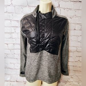 Oiselle Women's Half Zip Moto Lux Heather Grey Active Quilted Pullover Jacket S